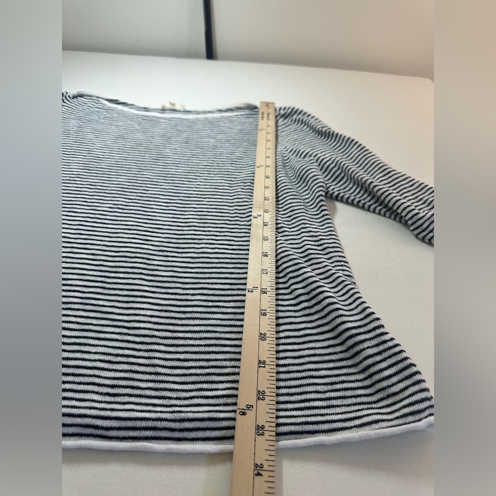 EILEEN FISHER BOATNECK LINEN BLEND STRIPED SWEATER Size XL 3/4 Sleeve GUC - Picture 6 of 7